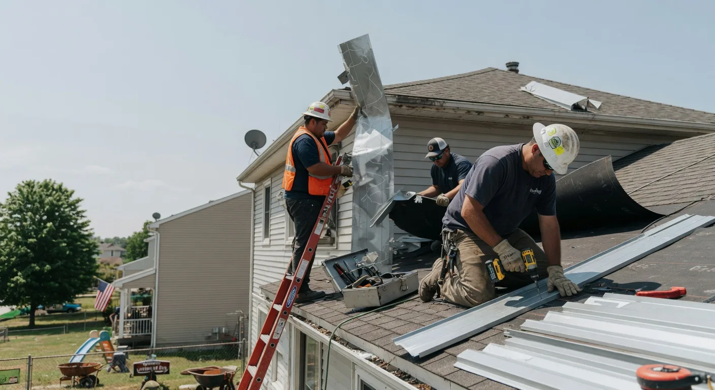 Storm Damage Metal Roof Repair in Young America, IN